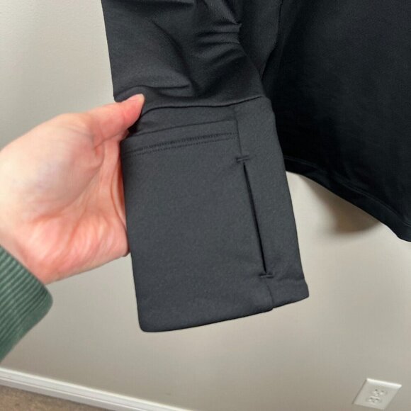 Athleta Womens Whistler Half Zip Top Size Medium Black Mock Neck Thumbholes - Picture 6 of 11